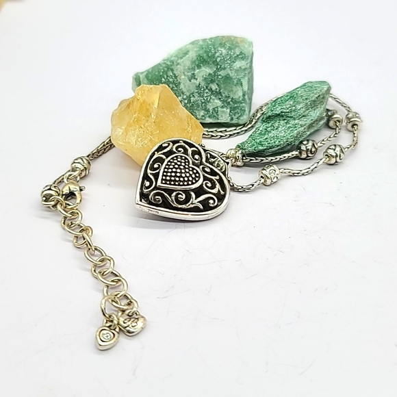 Brighton "Reno Hearts" Classic Scrolled Filigree Heart Pendant Neck! Reversible - Picture 9 of 13